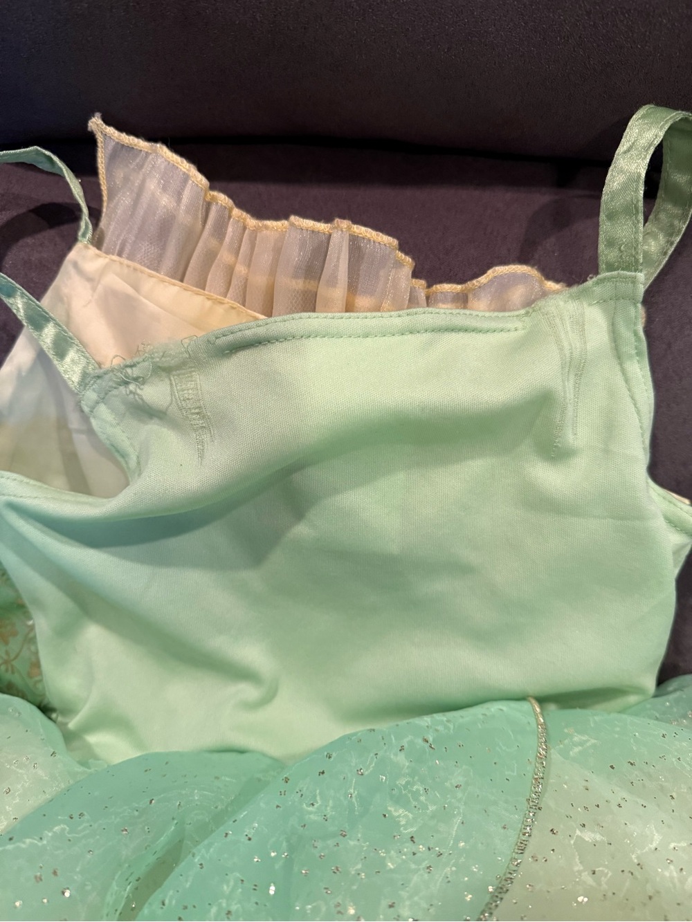 Disney Light Green and Gold Princess Dress with Gold Tiara - Picture 3 of 4